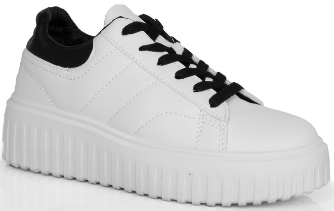 BIAŁE SNEAKERSY TRAMPKI KLASYCZNE NA PLATFORMIE TRICK 1
