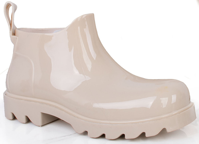 BEŻOWE DAMSKIE KRÓTKIE KALOSZE LAKIEROWANE WINSLOW 1