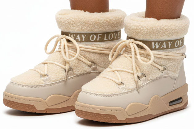 BEŻOWE OCIEPLANE ŚNIEGOWCE BOTKI PLATFORMA WSUWANE DOROMA 4