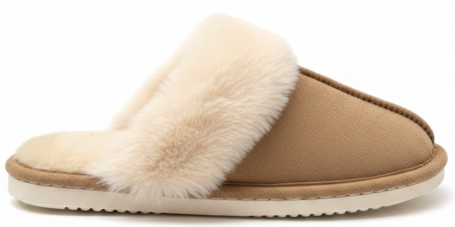 BEŻOWE OCIEPLANE KAPCIE KLAPKI DOMOWE FUTERKO 1