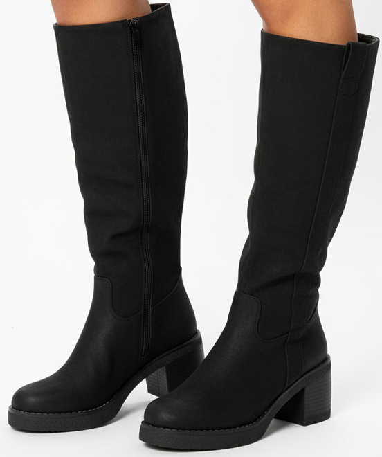 CZARNE ZAMSZOWE KOZAKI NA ZAMEK DAMSKIE SŁUPEK 4