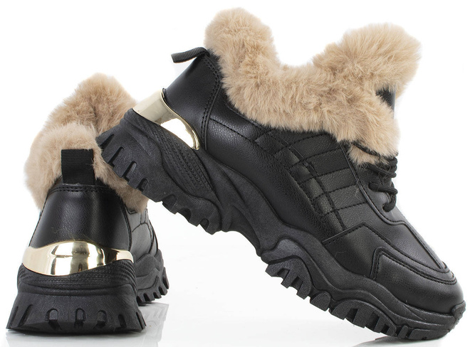 CZARNE OCIEPLANE SNEAKERSY CAMILA 2