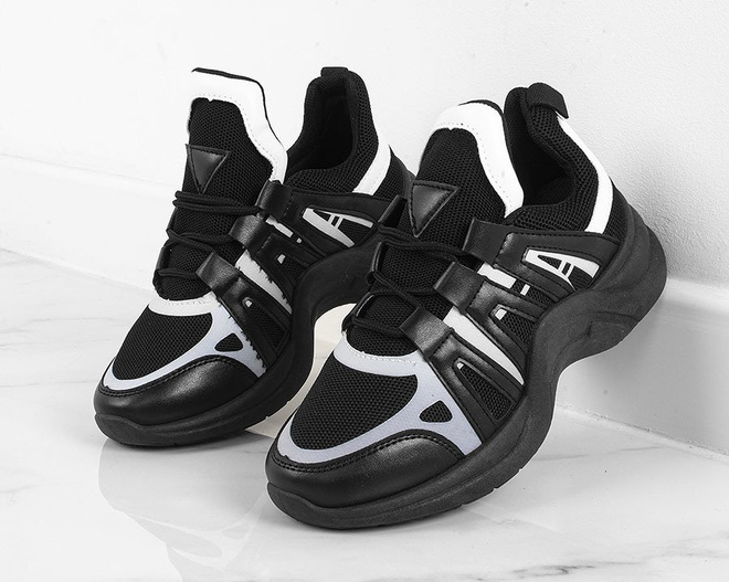 CZARNE SNEAKERSY NA GRUBEJ PODESZWIE OLINES 5