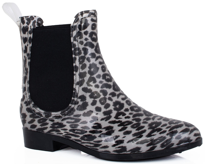 PANTERKA DAMSKIE KRÓTKIE KALOSZE LAKIEROWANE TOLBY 1