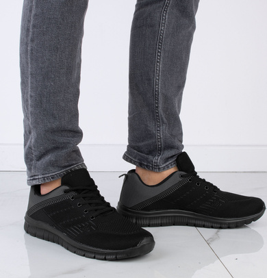 CZARNE MĘSKIE SNEAKERSY SZNUROWANE