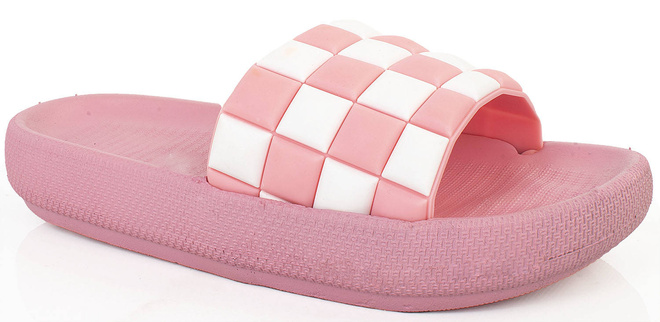 RÓŻOWE GUMOWE KLAPKI Z SZEROKIM PASKIEM SPLIT 1