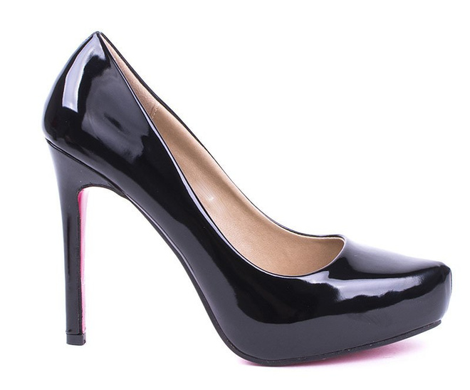 CZARNE LAKIEROWANE SZPILKI NA PLATFORMIE EKO SKÓRA GWEN 2