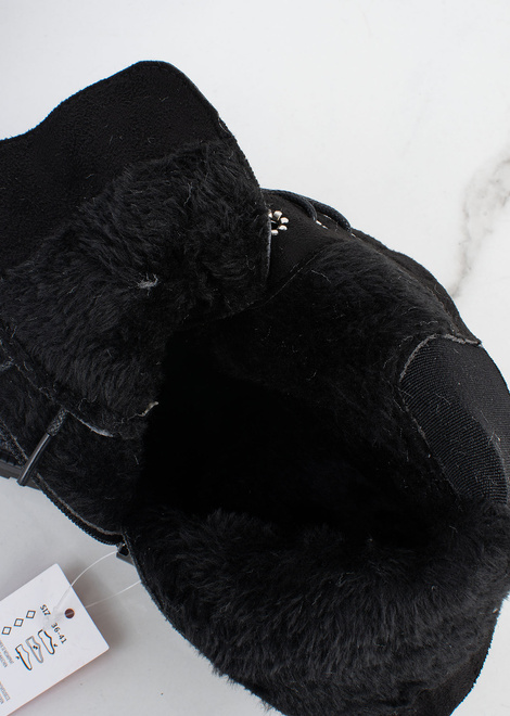 CZARNE  DAMSKIE BOTKI OCIEPLANE GLANY LAKIEROWANE ADORA 5