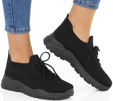 CZARNE BUTY SPORTOWE SNEAKERSY WSUWANE
