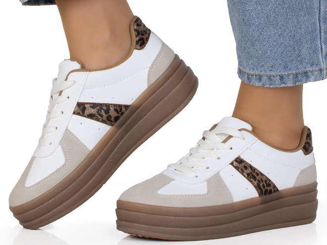 DAMSKIE BIAŁE SNEAKERSY TRAMPKI SKÓRZANE CARLOS 4