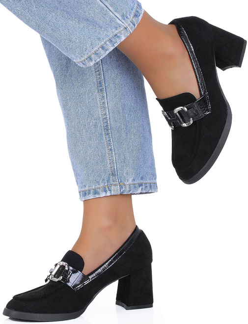 CZARNE PÓŁBUTY NA GRUBYM SŁUPKU KLASYCZNE ADRIEL 4