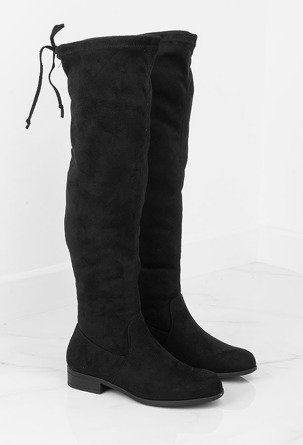 CZARNE ZAMSZOWE KOZAKI ZA KOLANO SIME