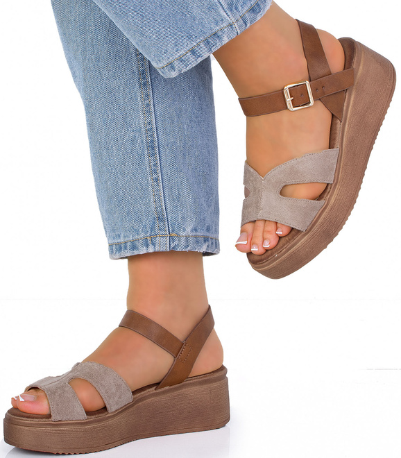 BEŻOWE SANDAŁY ESPADRYLE DAMSKIE NA PLATFORMIE JORMA 4