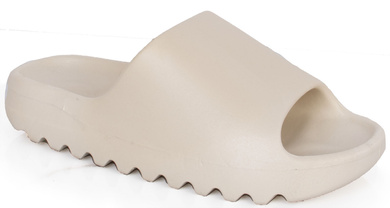 BEŻOWE DAMSKIE GUMOWE KLAPKI NA GRUBEJ PODESZWIE ELMAS