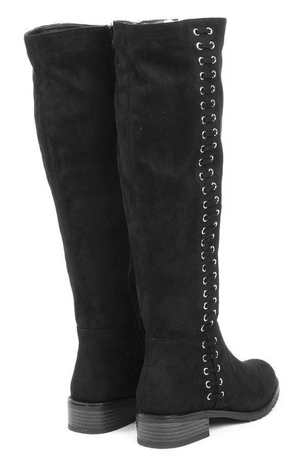 CZARNE ZAMSZOWE KOZAKI Z WIĄZANIEM JANIS 3