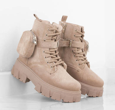 BEŻOWE ZAMSZOWE BOTKI Z KIESZONKAMI SONIA