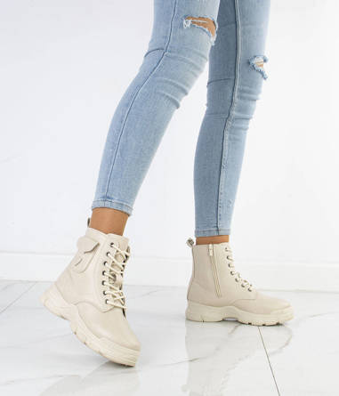 BEŻOWE  BOTKI NA PLATFORMIE OCIEPLANE HAIDI