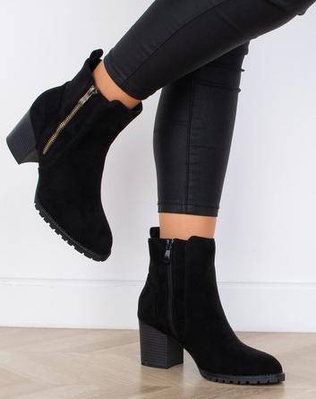 CZARNE DAMSKIE BOTKI NA SŁUPKU ZAMSZOWE GOLIA