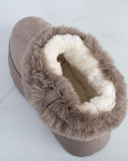 BEŻOWE KHAKI OCIEPLANE ŚNIEGOWCE BOTKI NA PLATFORMIE FRELINA 6