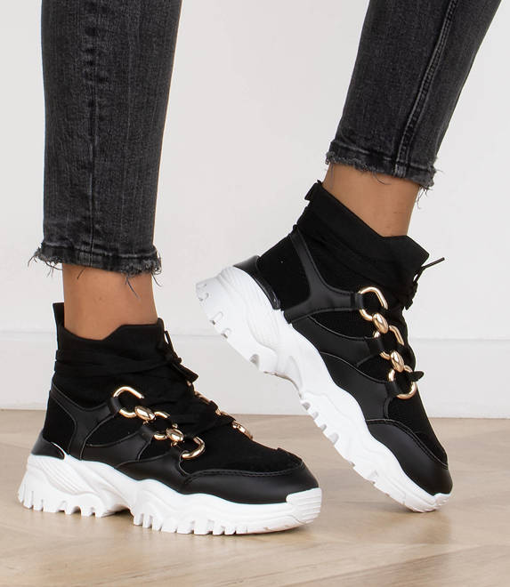 CZARNE BUTY SPORTOWE SNEAKERSY OLIVIA