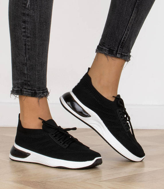 CZARNE BUTY SPORTOWE SNEAKERSY WSUWANE JENNIFER