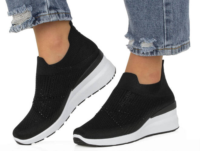 CZARNE BUTY SPORTOWE SNEAKERSY WSUWANE SLIP ON SKYLER 4