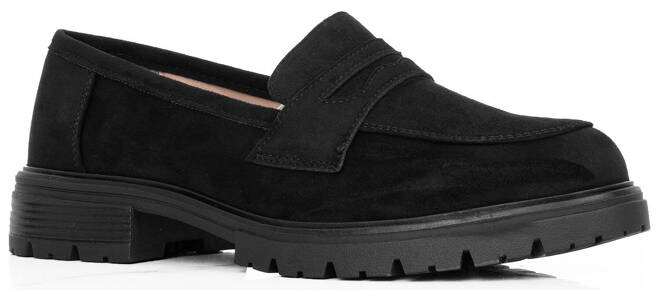 CZARNE MOKASYNY ZAMSZOWE DAMSKIE WSUWANE SLIP ON EVER 1