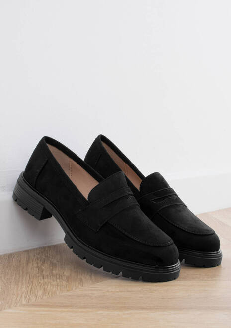 CZARNE MOKASYNY ZAMSZOWE DAMSKIE WSUWANE SLIP ON EVER 9