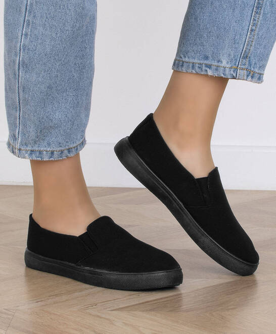 CZARNE TENISÓWKI BALERINKI WSUWANE SLIP ON EVI 8