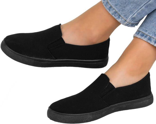 CZARNE TENISÓWKI BALERINKI WSUWANE SLIP ON EVI 4