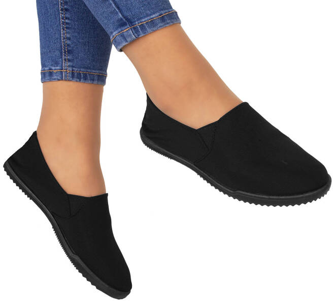 CZARNE TENISÓWKI TRAMPKI WSUWNE SLIP ON LYCRA ELVE 2