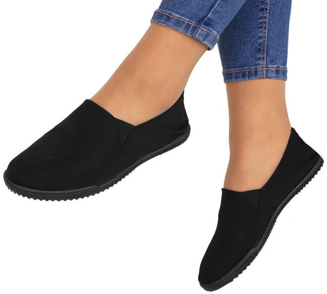 CZARNE TENISÓWKI TRAMPKI WSUWNE SLIP ON LYCRA ELVE 4