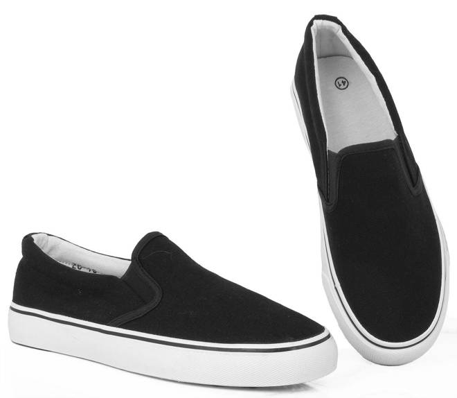 CZARNE TRAMPKI TENISÓWKI MĘSKIE SLIP ON 3