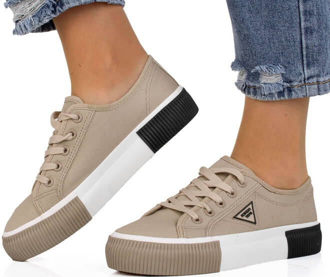 DAMSKIE BEŻOWE SNEAKERSY SPORTOWE TRAMPKI KHAKI AUSTYN 4