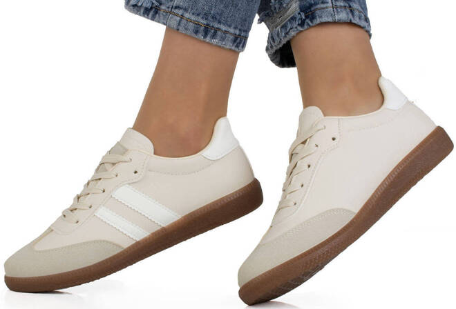 DAMSKIE BEŻOWE SNEAKERSY SPORTOWE TRAMPKI KHAKI KLEA 4