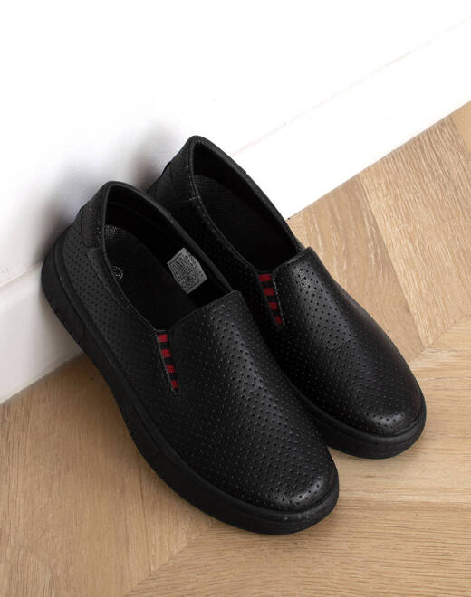 DAMSKIE CZARNE TRAMPKI TENISÓWKI AŻUROWE SLIP ON ELLA 9