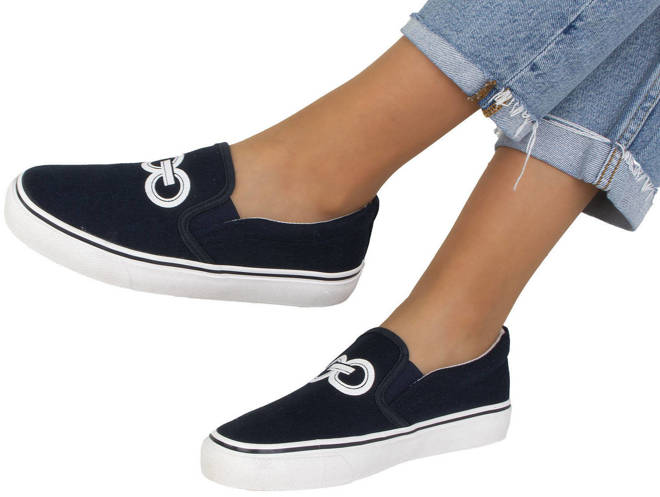 GRANATOWE TRAMPKI TENISÓWKI SLIP ON  2